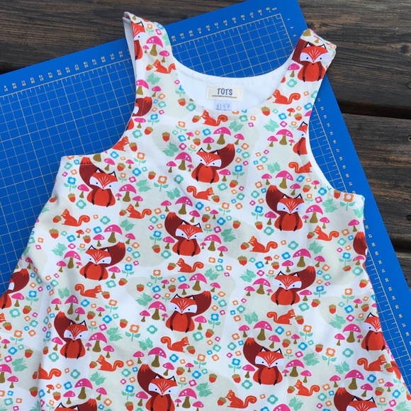 FOX PRINT DRESS Jersey Knit Size 1T - Picture 4 of 9